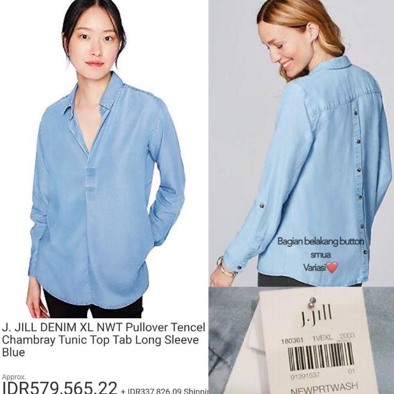 Blouse Denim JJILL TENCEL CHAMBRAY