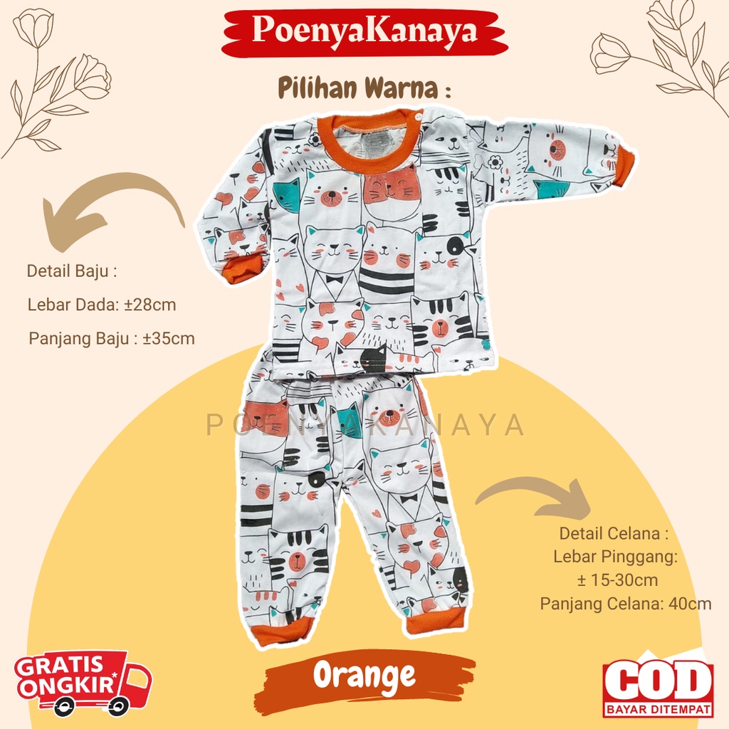 Setelan Baju Bayi Piyama Bayi Panjang MEOW Viori Size 6-18 Bulan SPY183