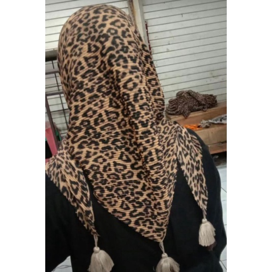 ECER!! Jilbab Plisket Segiempat Bella Plisket Pleated Jambul Segiempat Plisket Jambul / Jilbab plisket macan tasel-2
