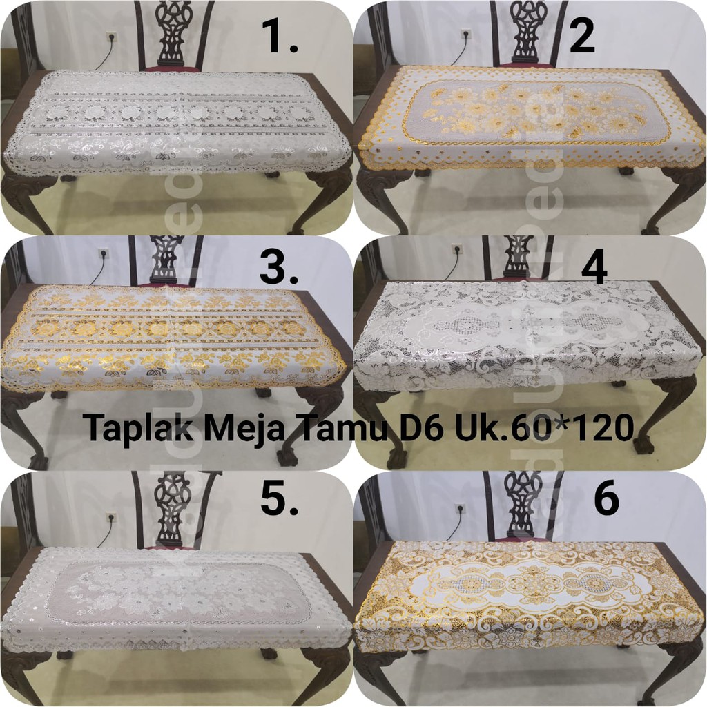 Taplak Meja  D6 Renda Hias  Persegi Panjang  Vinyl PVC Size 