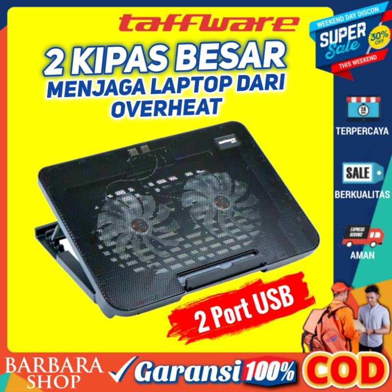 Cooling Pad Laptop Kipas Pendingin Laptop 2 Kipas Fan Portable 14 15 16 17 Inch Adjustable Stand 140mm Taffware