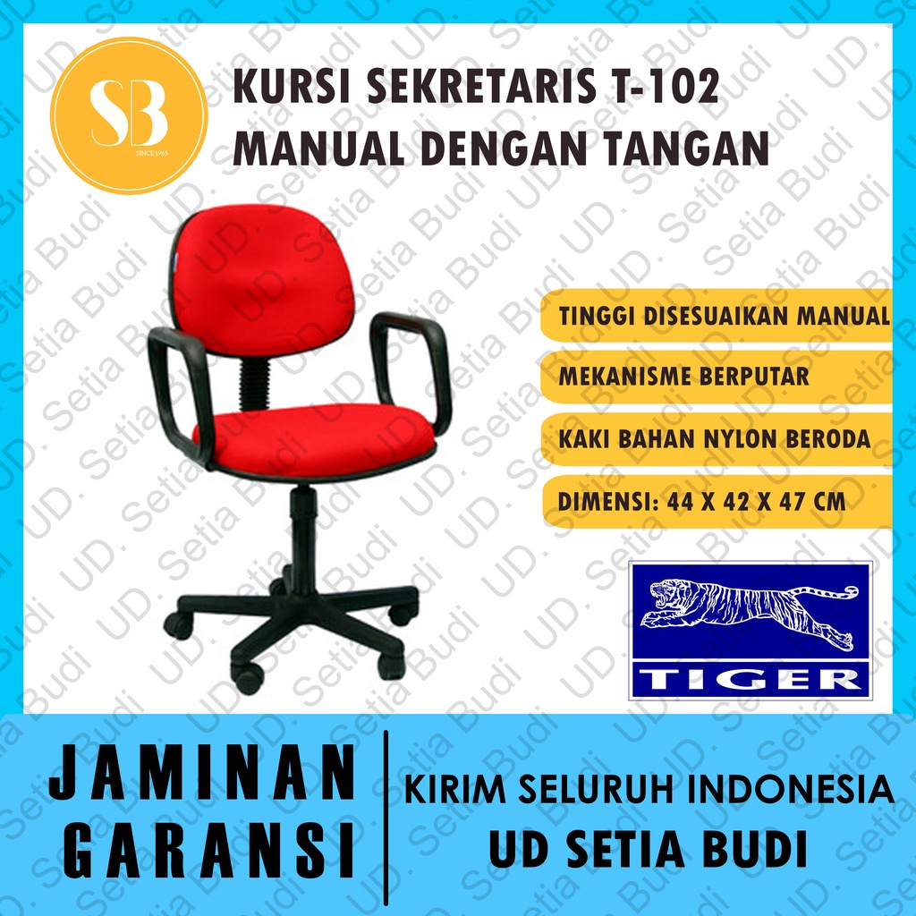 Kursi Kantor Sekretaris Tiger T-102 Manual Dengan Tangan