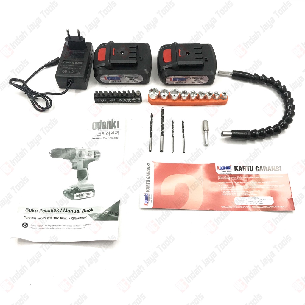 KODENKI CID103 Cordless Impact Drill 18V Mesin Bor Baterai Besi Beton