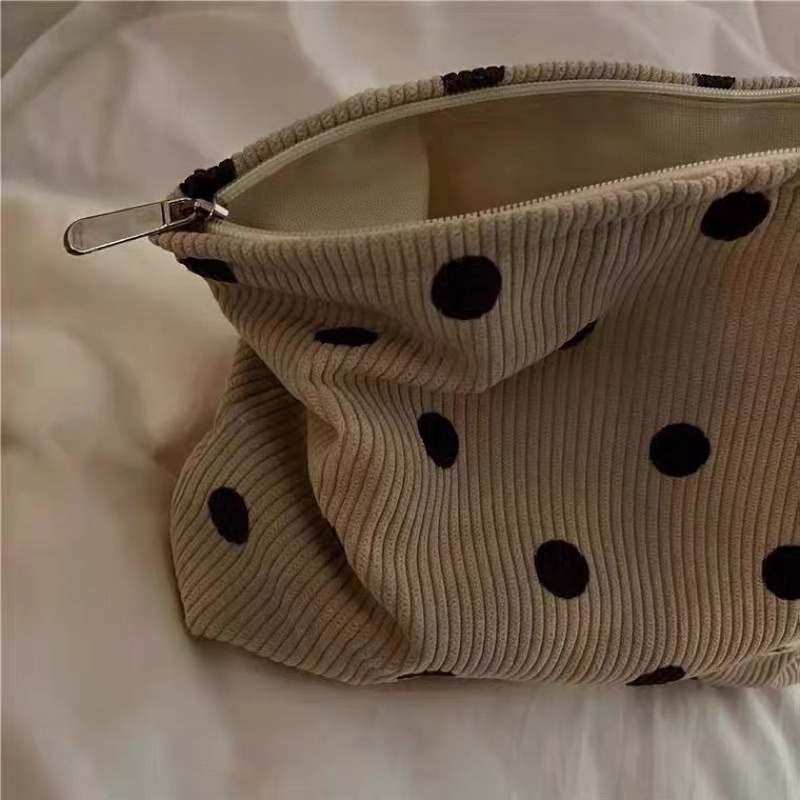 pouch polkadot tas kosmetik make up travel bag serbaguna multifungsi clutch dompet besar aksesoris fashion wanita dewasa korea PO06