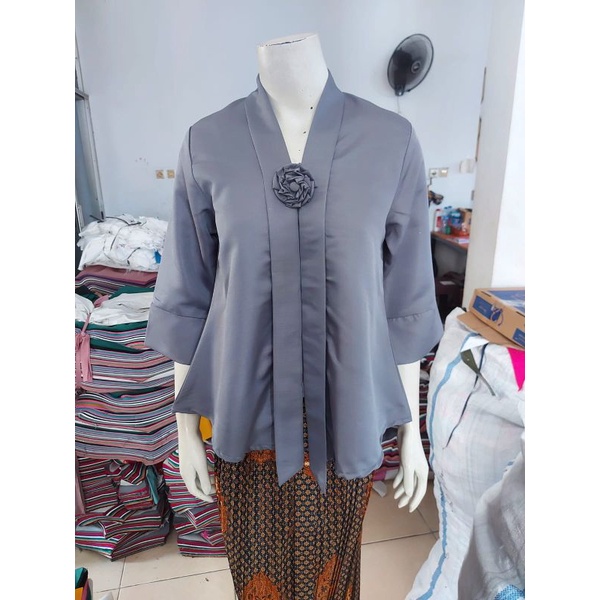 (M92/100) Kebaya floy kutubaru encim kartini termurah busui STD-JUMBO KeroncongBusana-Abu Tua