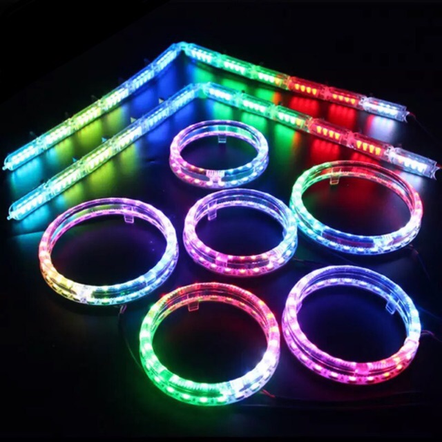 Lampu Drl Crystal RGB + Ring Angel Eyes 95MM App Control 210 Mode Running R136