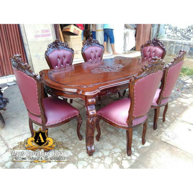 MEJA MAKAN GANESHA JATI GARENGAN (meja kursi makan jati asli murah)