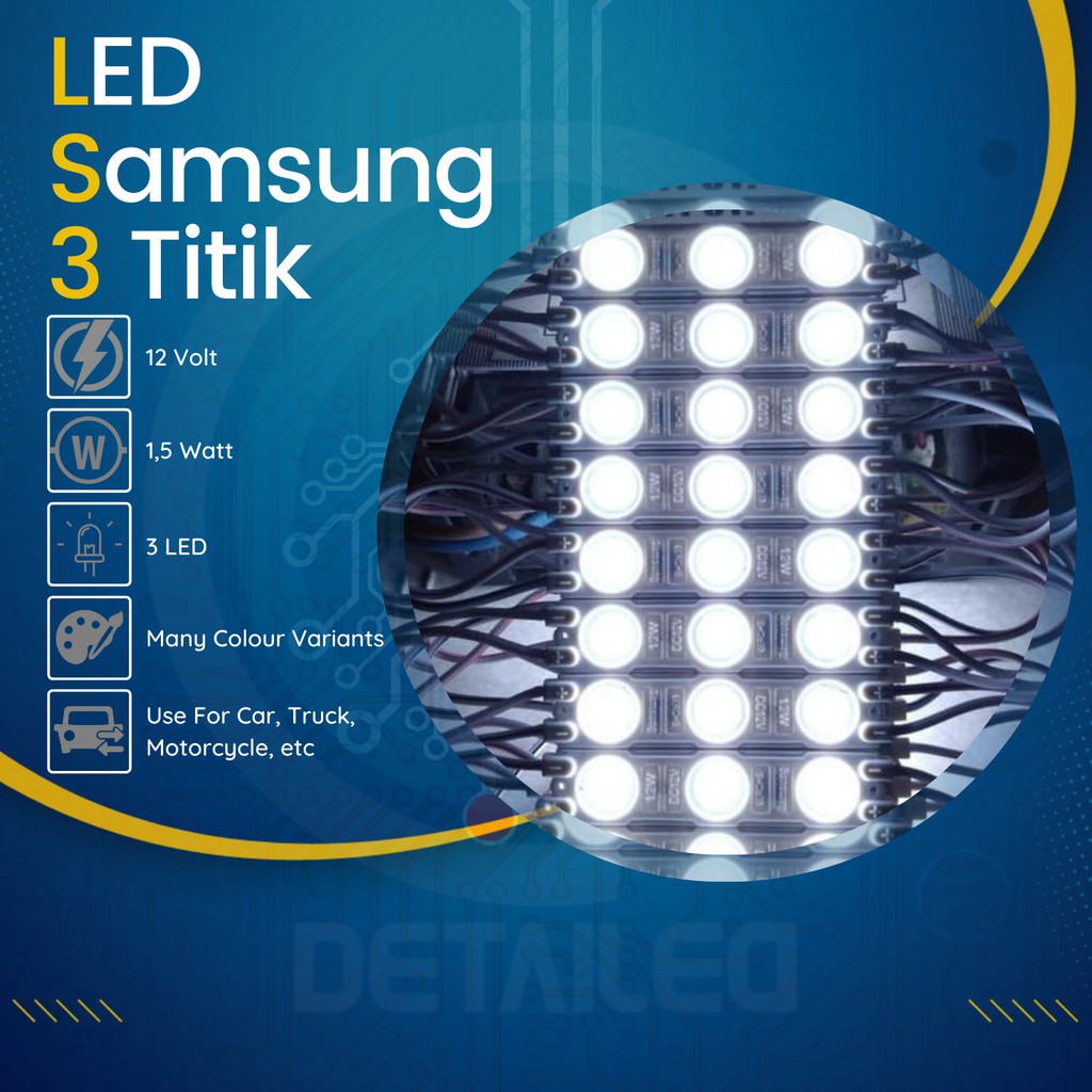 Lampu Led 3 Mata Motor Mobil Truk Bus Samsung 12 Volt 1,5 Watt Murah