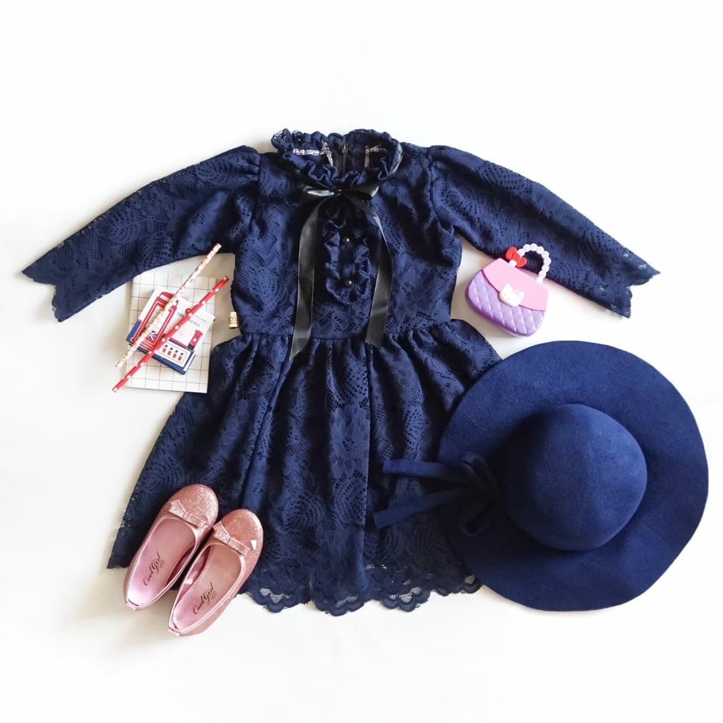 MADAM MOREN/DRESS MADAM WARNA NAVY/DRESS BROKAT MODEL BARAT/DRESS MINI TERBARU/DRESS IMPORT KEKINIAN