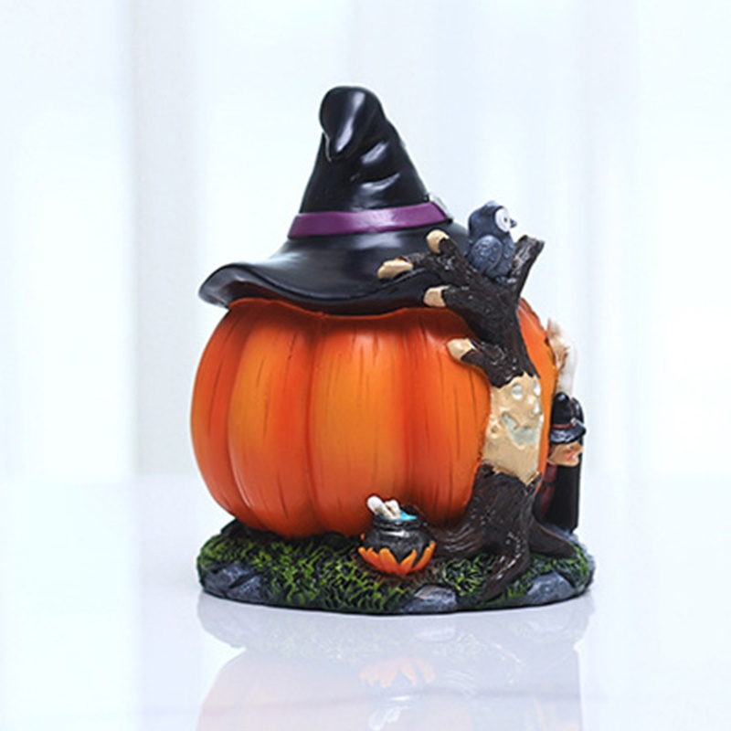 Ornamen Patung Penyihir Labu Halloween Bahan Resin Untuk Dekorasi