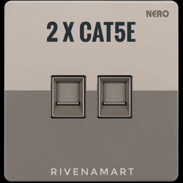 Nero Daytona Z4 Silver Saklar 2 Gang Double Internet Data Outle Cat5e Z4PC2-S