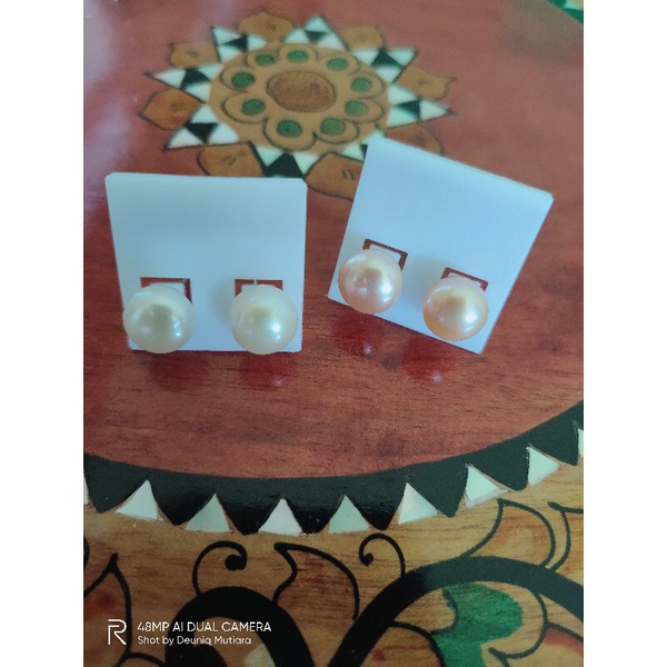 Giwang tusuk mutiara asli model ibu persit/ bhayangkari