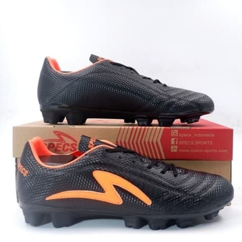 SEPATU BOLA SPECS PORTO 19 FG BLACK/VIBRANT ORANGE