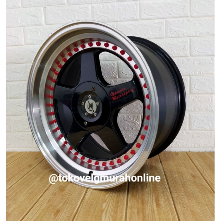 TVMO Velg mobil RING 17 LUBANG 8 BELANG R17 HOLE 8 OZ HAMANN PG1 GLOSS BLACK POLISH LIP AVANZA XENIA