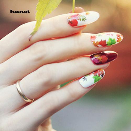 【Wholesale price❤】HNStiker Decal Motif Daun Maple / Kupu-Kupu / Bunga untuk Dekorasi Manicure