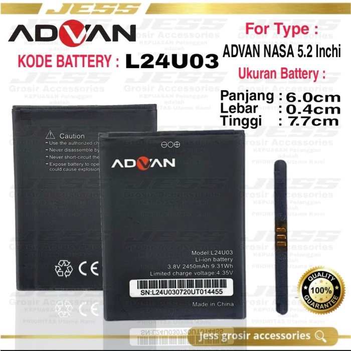 Baterai Battery Original ADVAN Nasa 5202 5.2 Inchi L24U03 Vandroid - Hitam