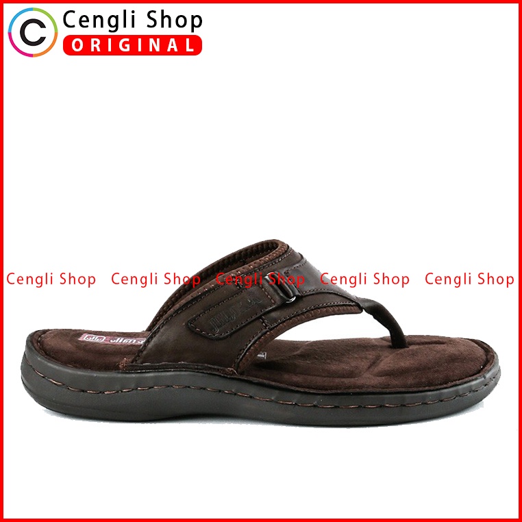 SANDAL CASUAL JIM JOKER PRIA ORIGINAL JEPIT KULIT BRANDED COKLAT JJ02