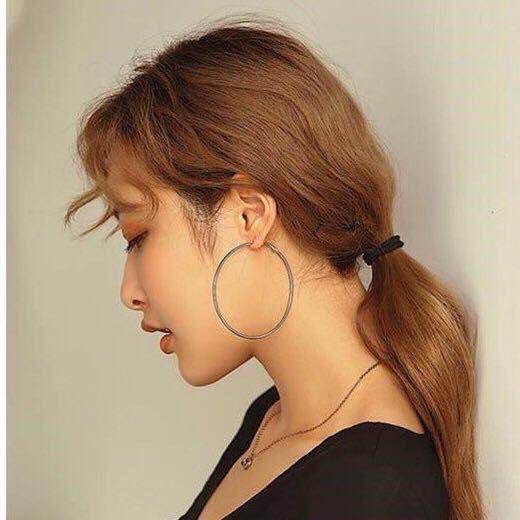 1 Pasang Anting Bulat Besar Ukuran 7cm / 10cm untuk Wanita / Anting Hoops