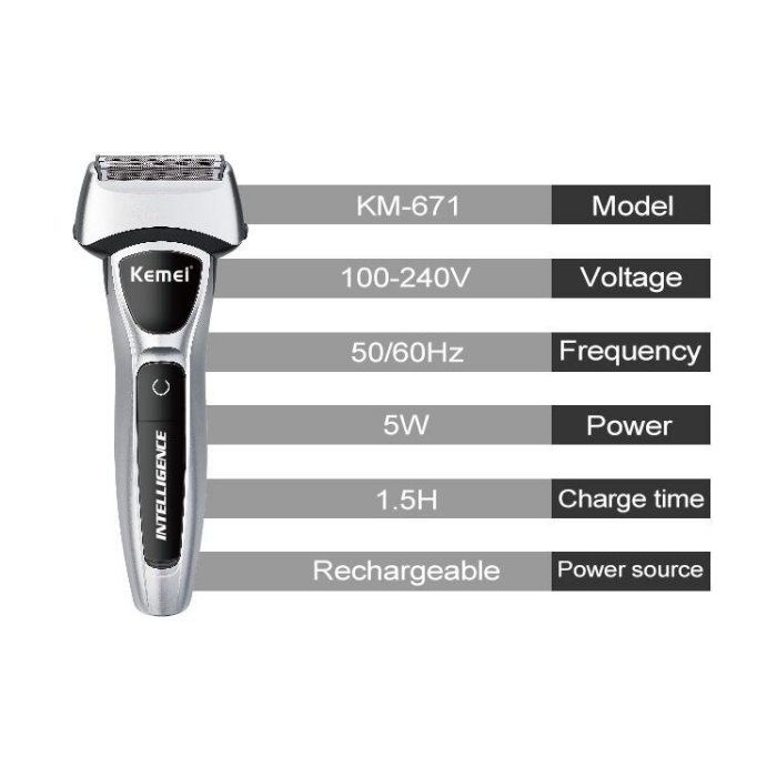 KEMEI KM 671 ORIGINAL Alat Cukur Cukuran Shaver Trimmer 5 in 1 KM-671