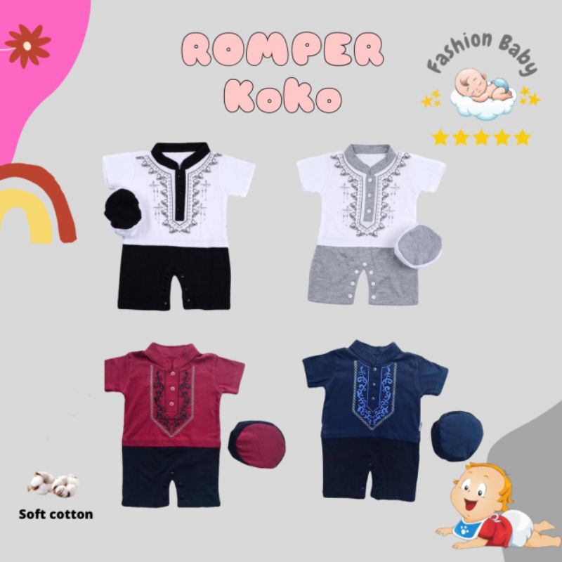 Romper KoKo Bordir 0-12 Bulan Bahan katun lembut...