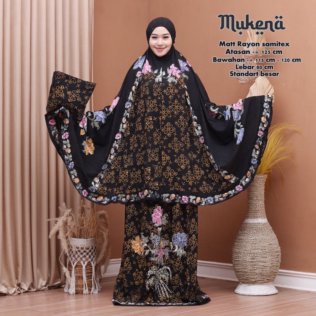 Mukena Batik Cap Encim Bahan Rayon Super Mukenah Dewasa