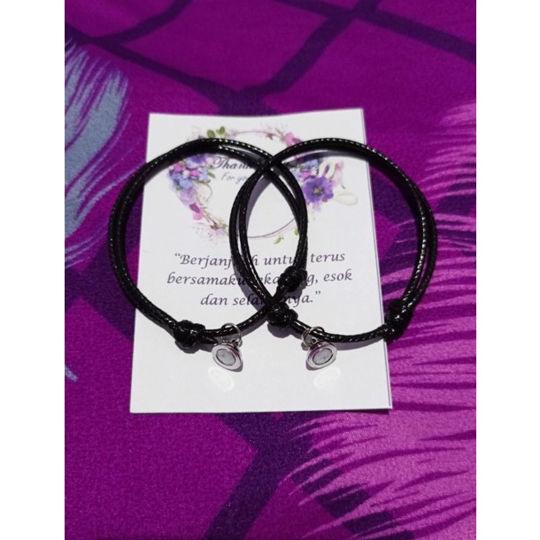 Zaphirastore | GROSIR Sepasang 2pcs/set GELANG TALI COUPLE MAGNET POLOS BULAT Tali Korea Waterproof