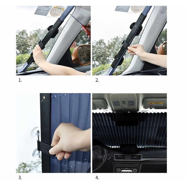 Mall AUTOTECH Tirai Penutup Matahari Car Sun Block Curtain 70cm -BLACK