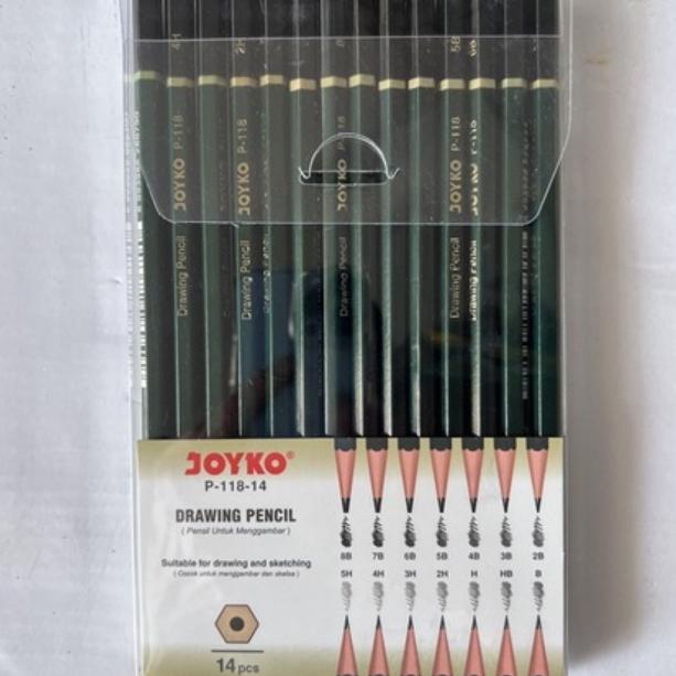 

[KODE 0RAYE] Joyko Drawing Sketch Pencil / Pensil gambar sketsa set ( ketebalan komplit ) P-118-14 P 118 isi 14 pcs