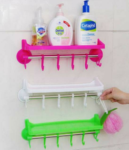 {clashop}Rak kamar mandi tempat shampoo handuk odol sabun powerful suction