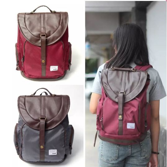 Tas Ransel Laptop Tuskbag Mozza Series Grey Maroon Khaki