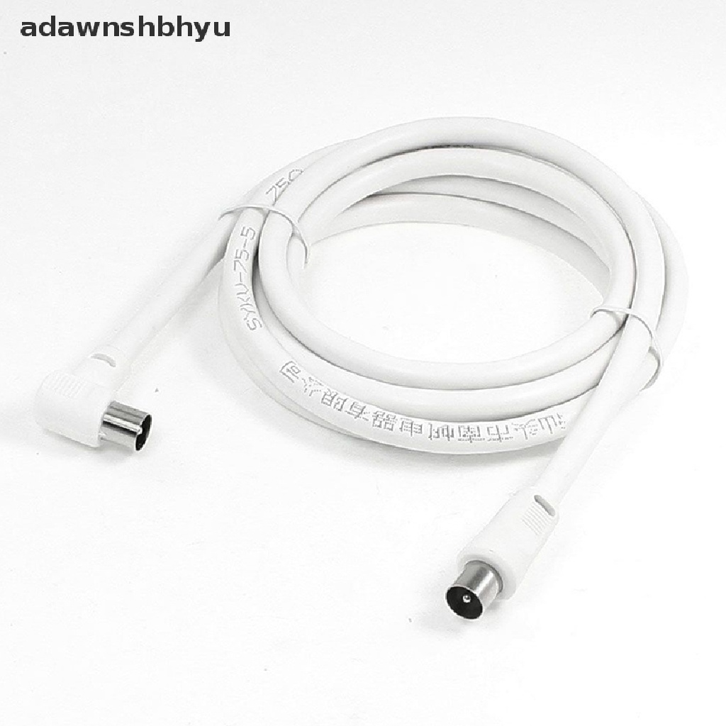 Adawnshbhyu 2M Meter Sudut Kanan Siku RF TV Aerial Lead Cable Male to Coax Coaxial White