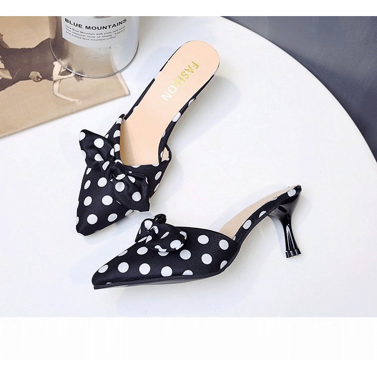 Sandal High Heels Polkadot | Sendal Hak Tinggi Cewek Import Fashion Korea Perempuan Terbaru SH-006