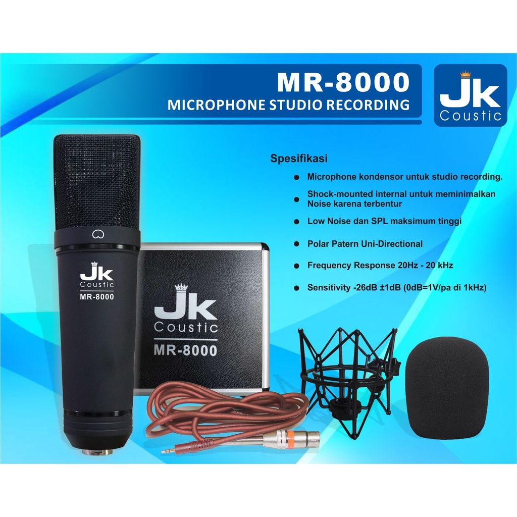 Microphone Studio Recording MR 8000 Jk Coustic Mic Recording