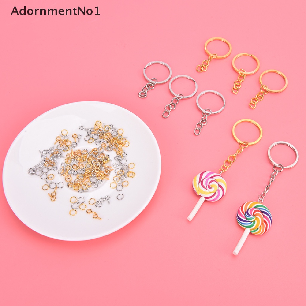 (AdornmentNo1) 220pcs / Set Gantungan Kunci + Rantai + Jump Ring + Sekrup + Eye Pins Bahan Resin Untuk Kerajinan Tangan DIY