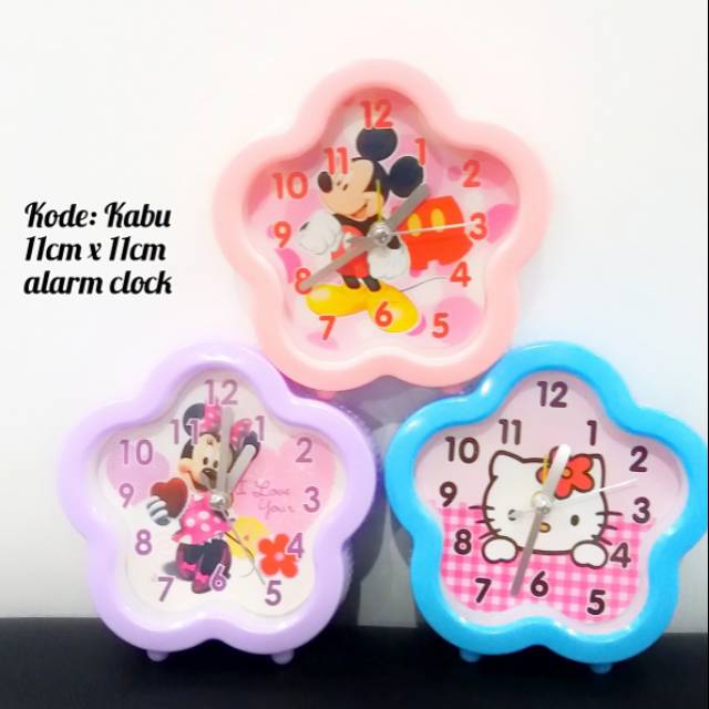 Jam weker karakter mickey minnie hello kitty bunga jam waker alarm clock kabu