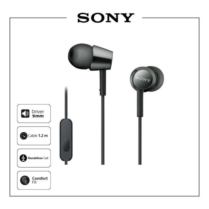 Sony Earphone In Ear MDR-EX155AP - MDR EX155AP - MDREX155AP - With Mic Garansi Resmi Sony 1 Tahun