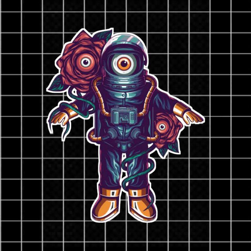 

Stiker astronaut flower
