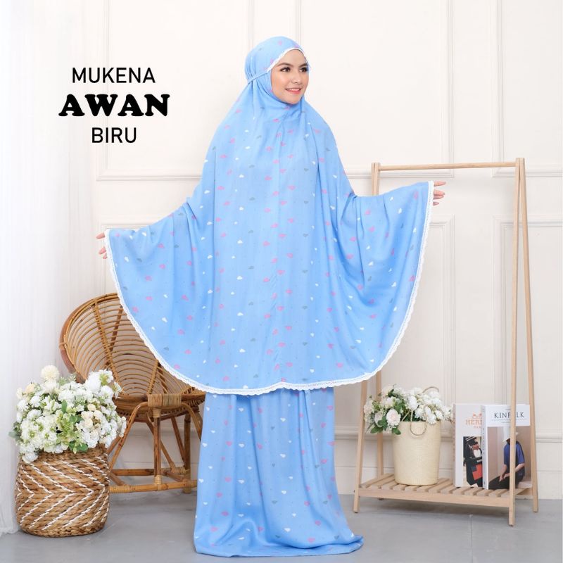 Mukena Rayon 2 In 1 Dewasa Motif Awan Termurah