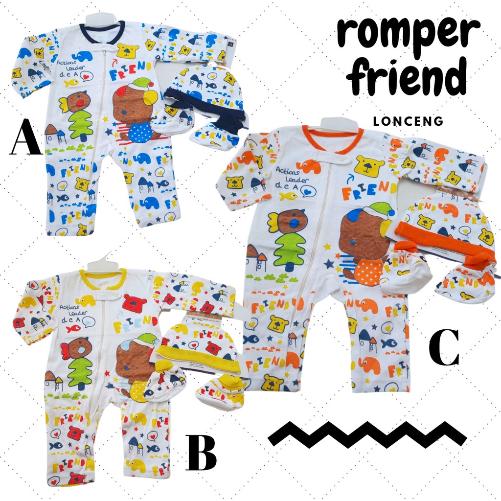 Romper Baby Gajah Friend Bayi Laki Laki Baby Karakter Boy Murah H686 Lonceng GK