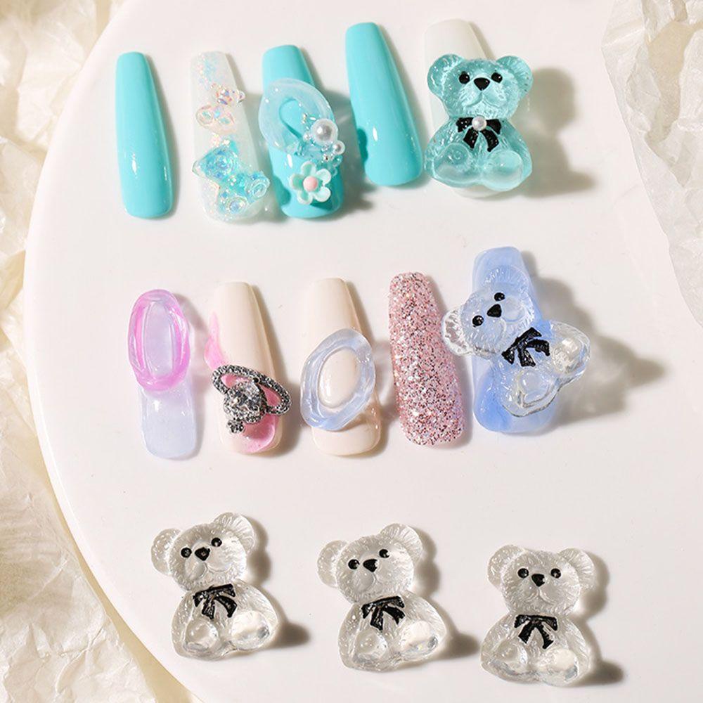 Mxbeauty Bear Nail Art Dekorasi Jepang Jelly Bear Lucu Kartun DIY Hiasan Kuku