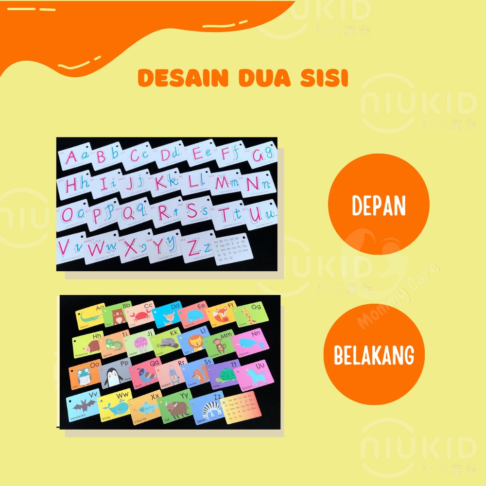 NIUKID KARTU PINTAR BALITA FLASH CARD BALITA MURAH EDUKASI KARTU PINTAR ABJAD HEWAN BUAH ALFABET HIJAIYAH BELAJAR MEMBACA