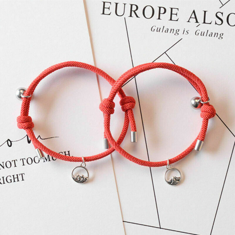 2Pcs Friendship Rope Braided Distance Couple Magnetic Bracelet Kit Lover Jewelry Set