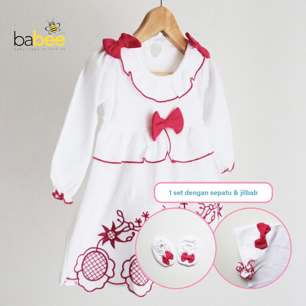 AMIRAH / BELLAROSIE BUTTERFLY Set Baju Gamis Sepatu Hijab Setelan muslim anak bayi perempuan Cewe Terlaris Murah