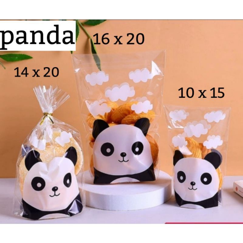 PLASTIK ROTI OPP BAKPAO CAKE BOLU MOTIF PANDA CLOUDY  16x20/14x20/PEREKAT 10pcs