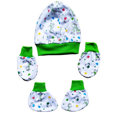 1 SET / 1 TOPI BAYI 1 PASANG SARUNG TANGAN BAYI DAN SARUNG KAKI / KAUS KAKI BAYI / TOPI BAYI MOTIF