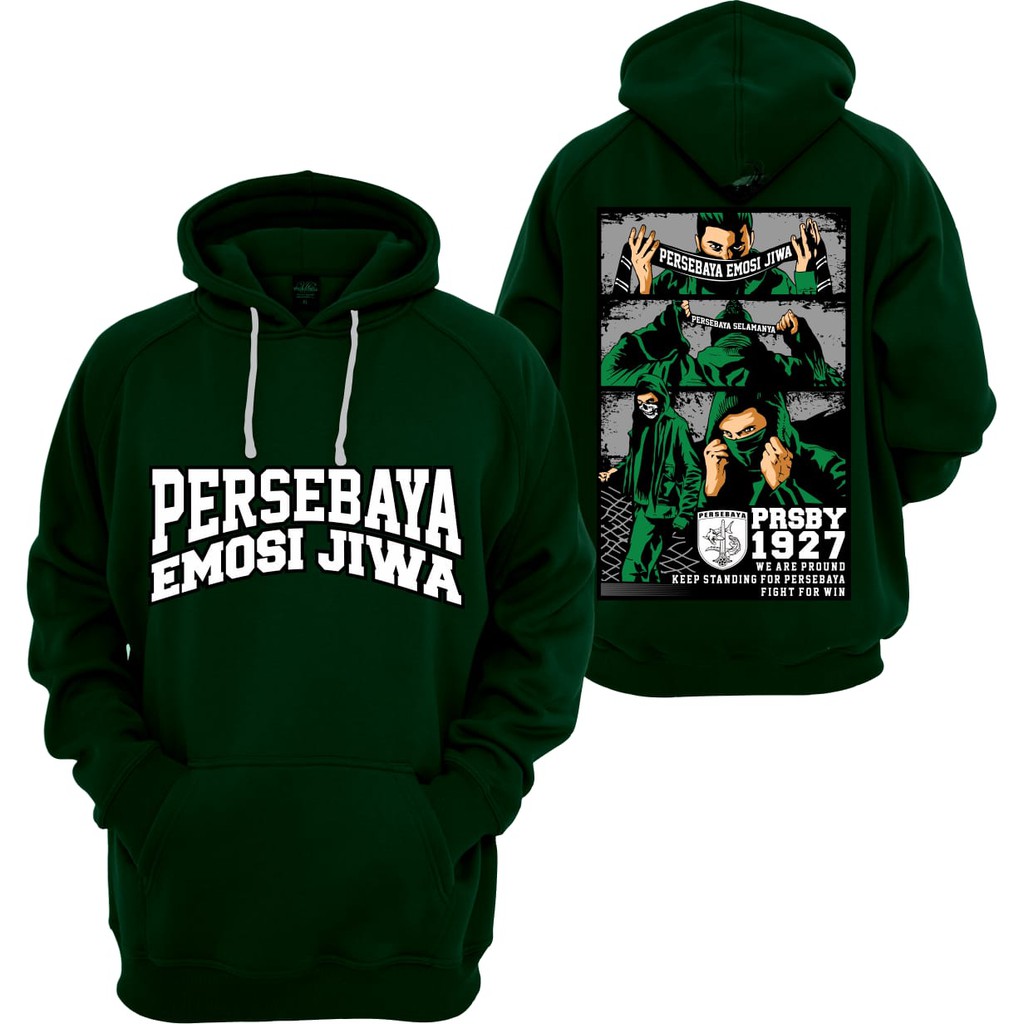 Jaket Persebaya Surabaya / Hoodie Bonek Persebaya Emosi Jiwaku Green force - Hijau