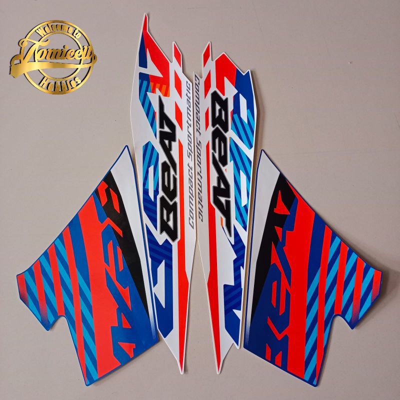 stiker striping honda new beat CBS sporty warna body biru 2022 eSP