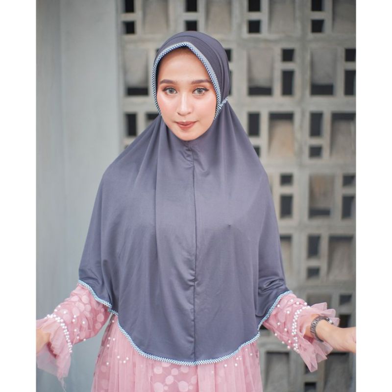Jilbab Serut Jumbo Dewasa List Motif Kotak Jersey Hijab Serut Dewasa Realpicture SerutInayah