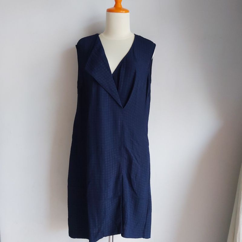 Dress Massimo Dutti Navy Original 100%