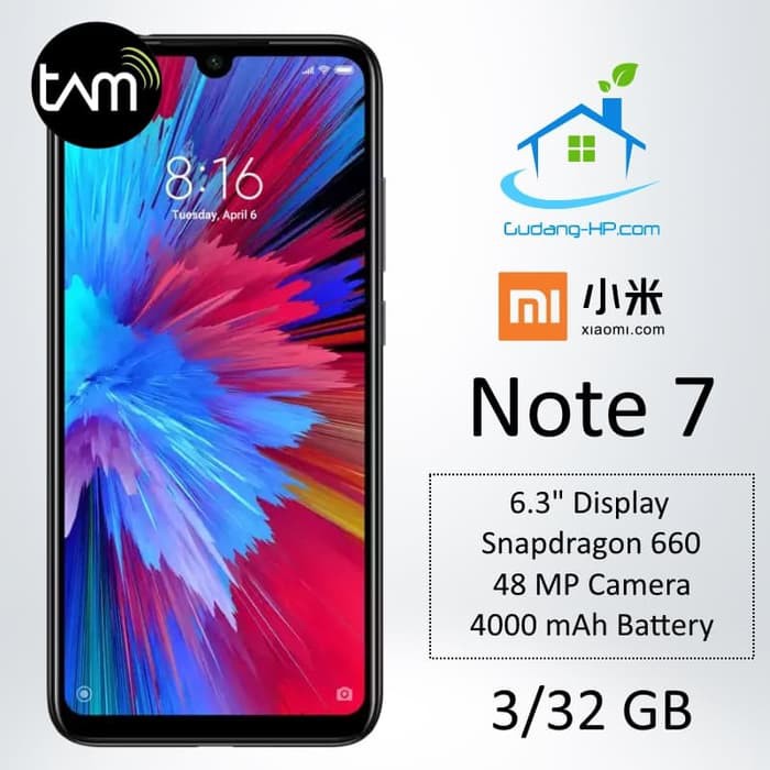 Xiaomi Redmi Note 7 3 32 GB Garansi Resmi - Biru
